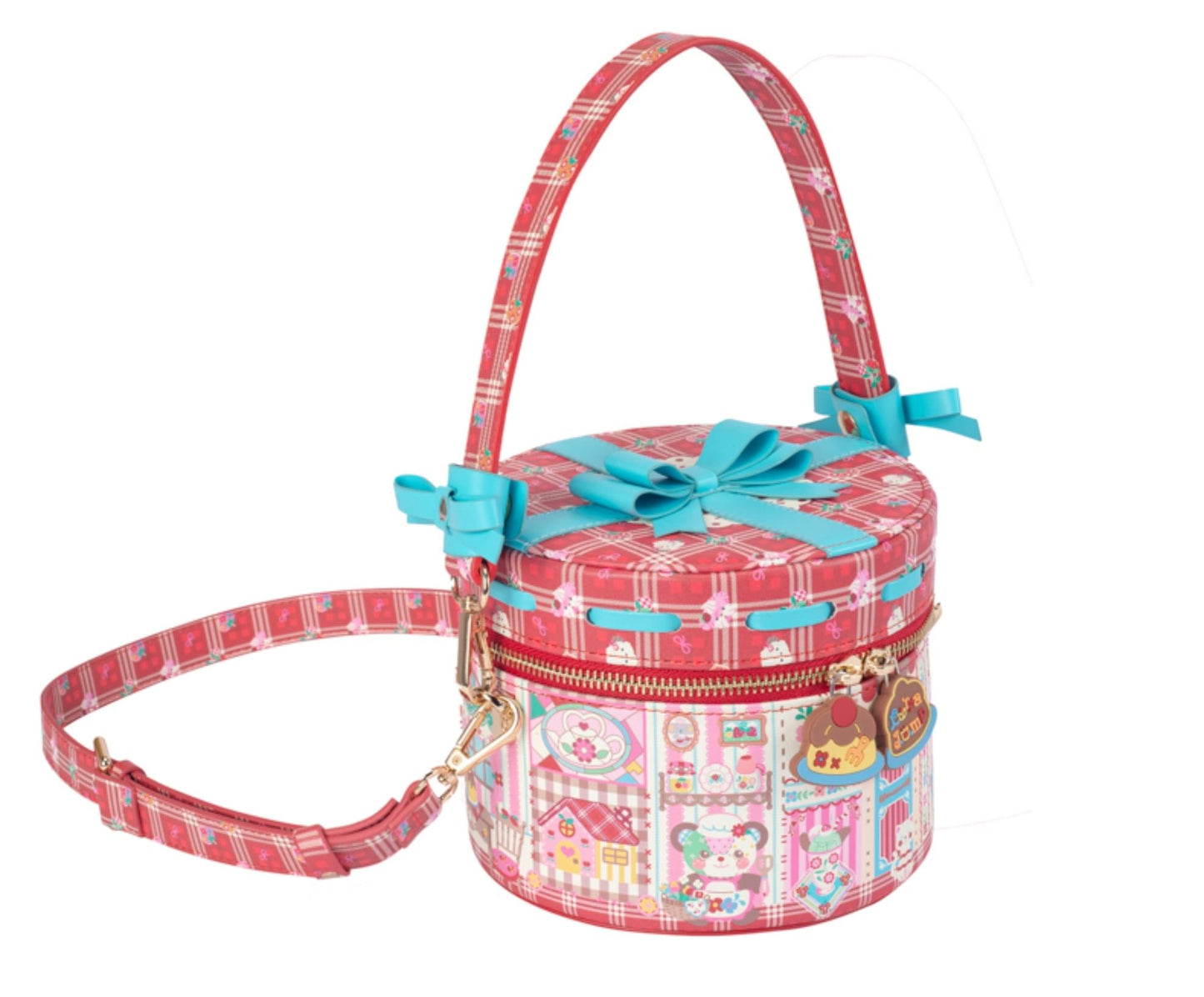 Red Check Bow Basket Bag