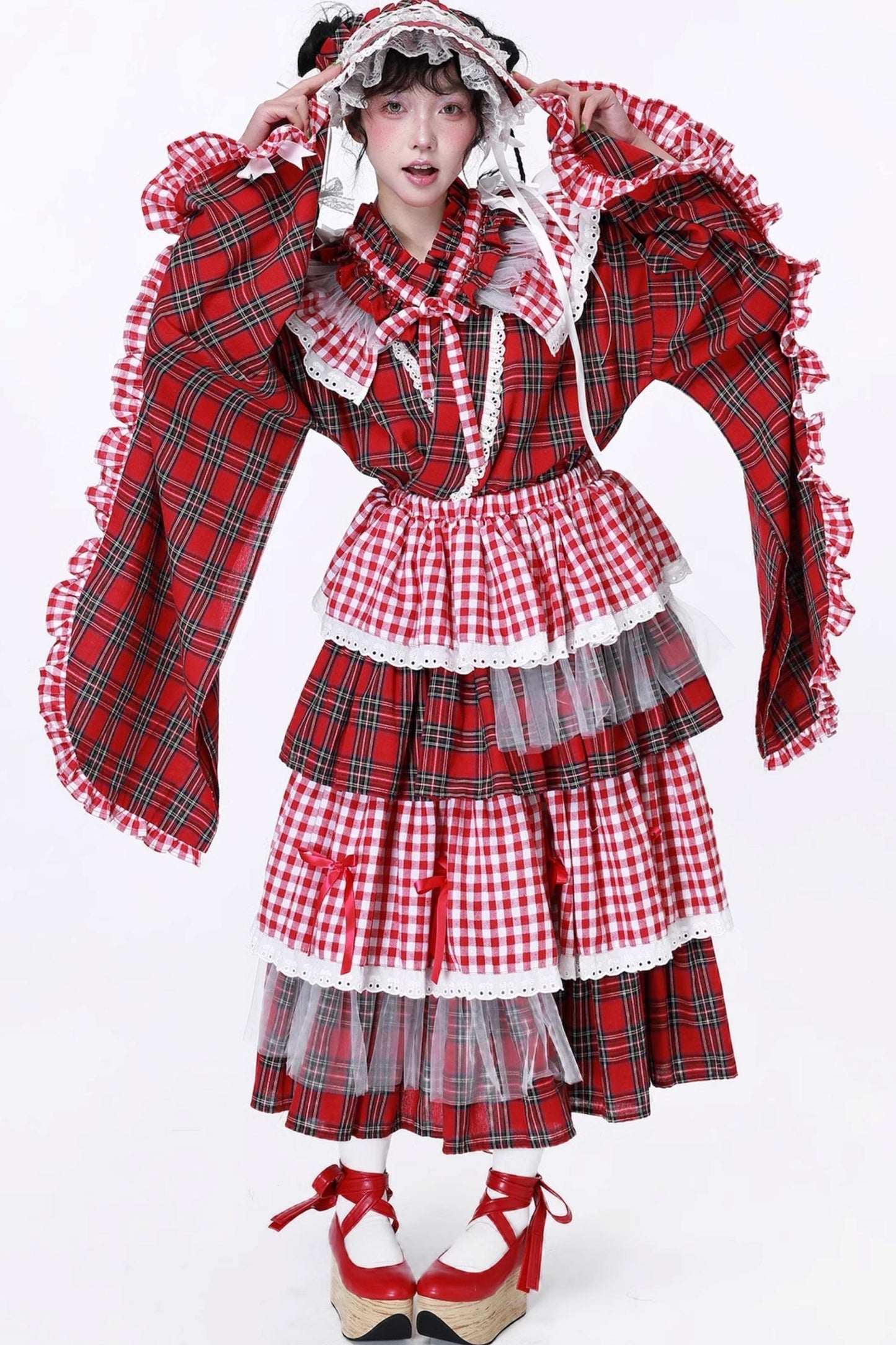 Japanese Lolita Plaid Wrap Skirt