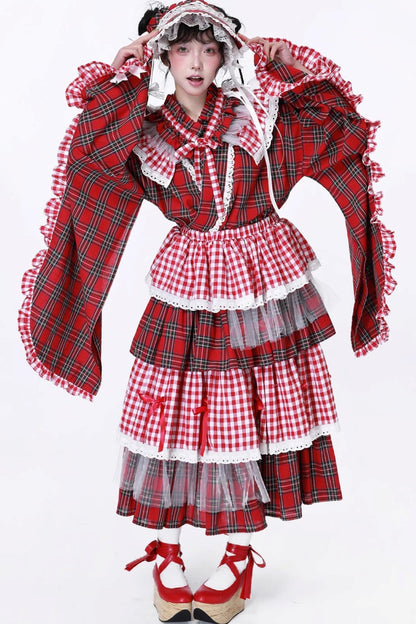 Japanese Lolita Plaid Wrap Skirt