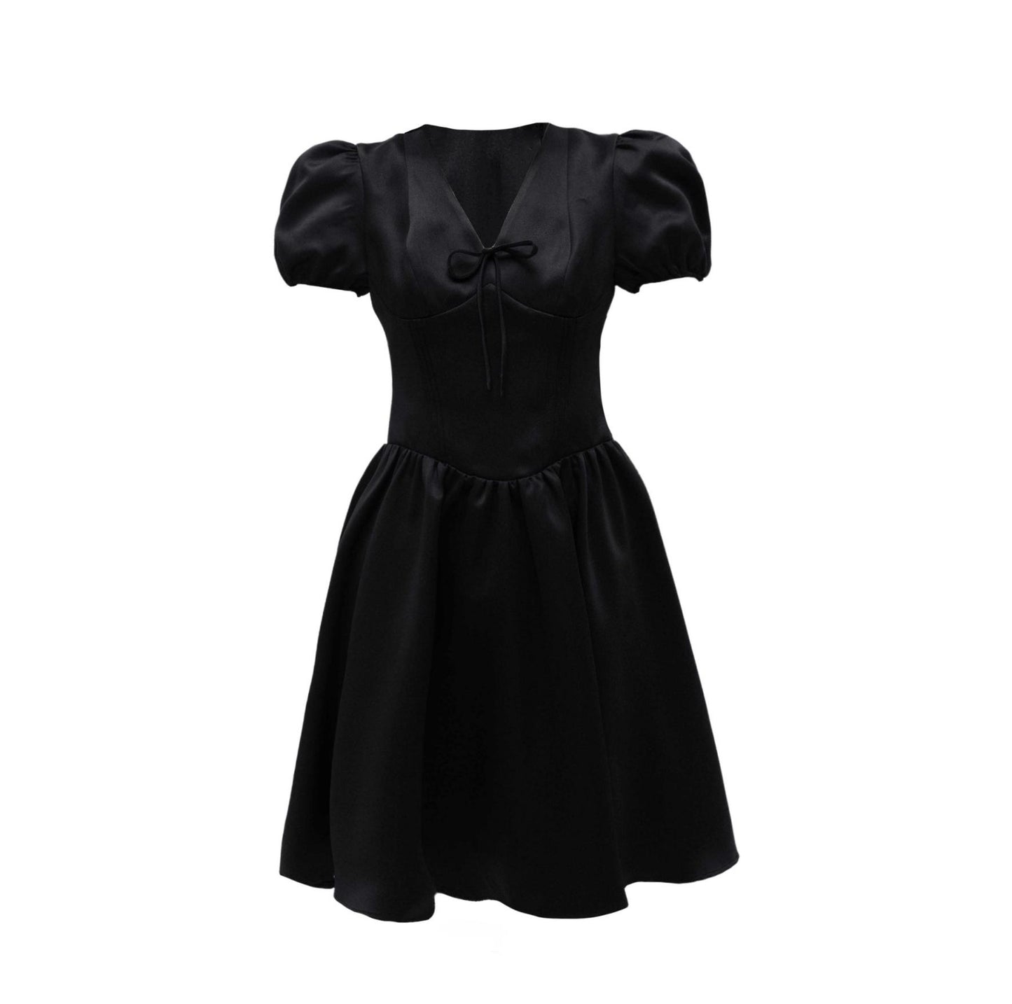 Midnight Rose Puff Sleeve Dress