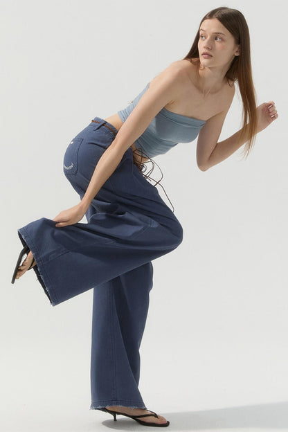 Vintage Blue Wide-Leg Pants