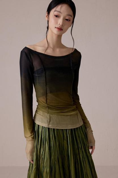 Slim Fit Gradient Mesh Tee