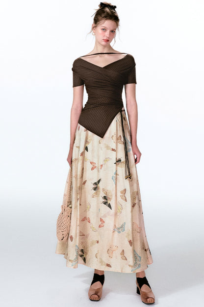 Butterfly Pleat Top With Maxi Skirt Set-Up