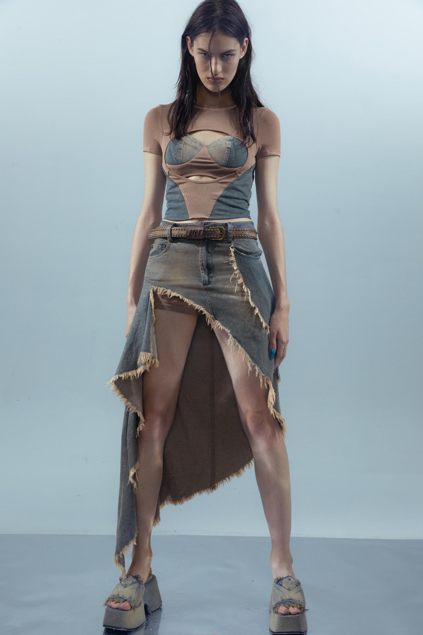 Blue Denim Patchwork Tee