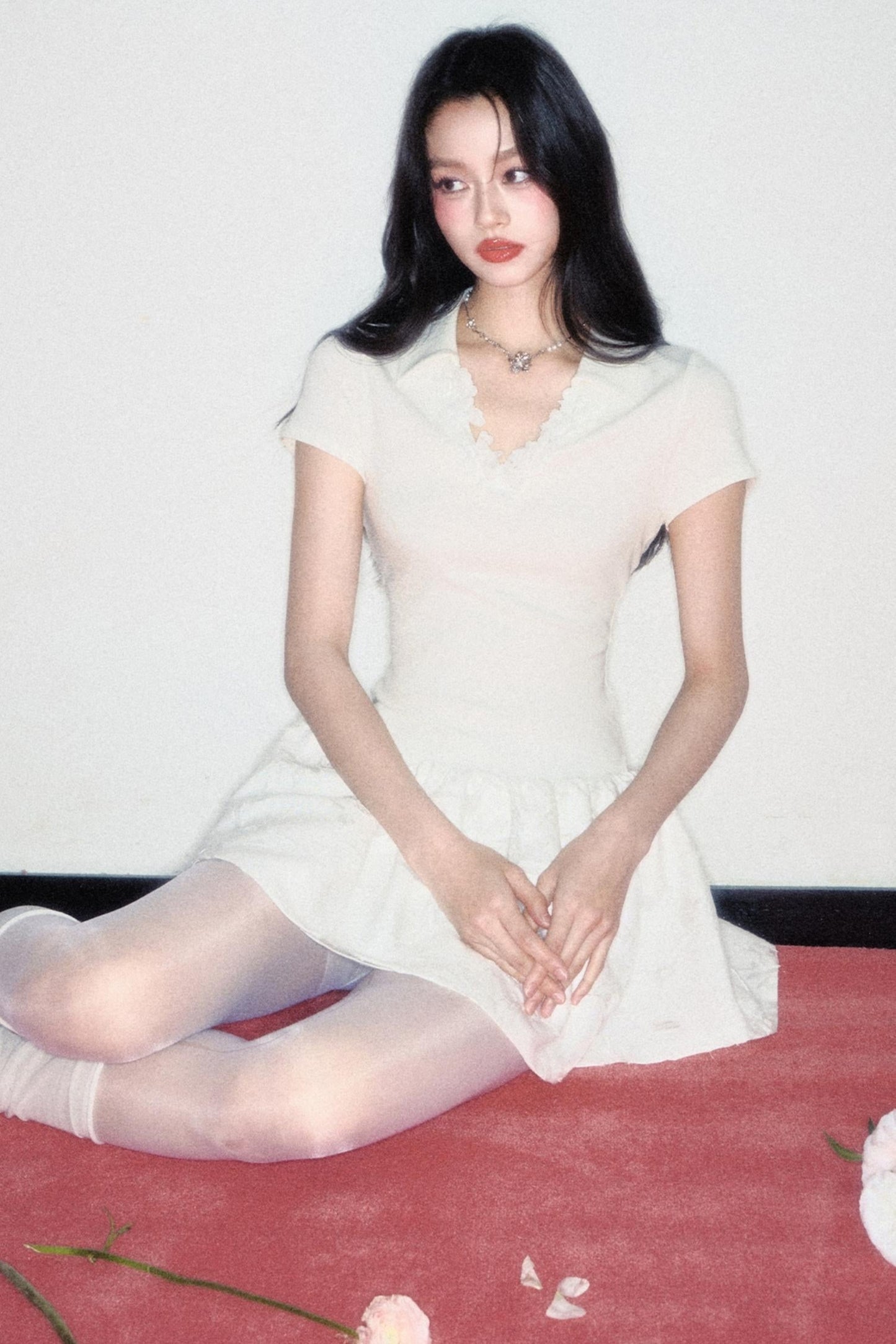 Korean Floral Polo Dress