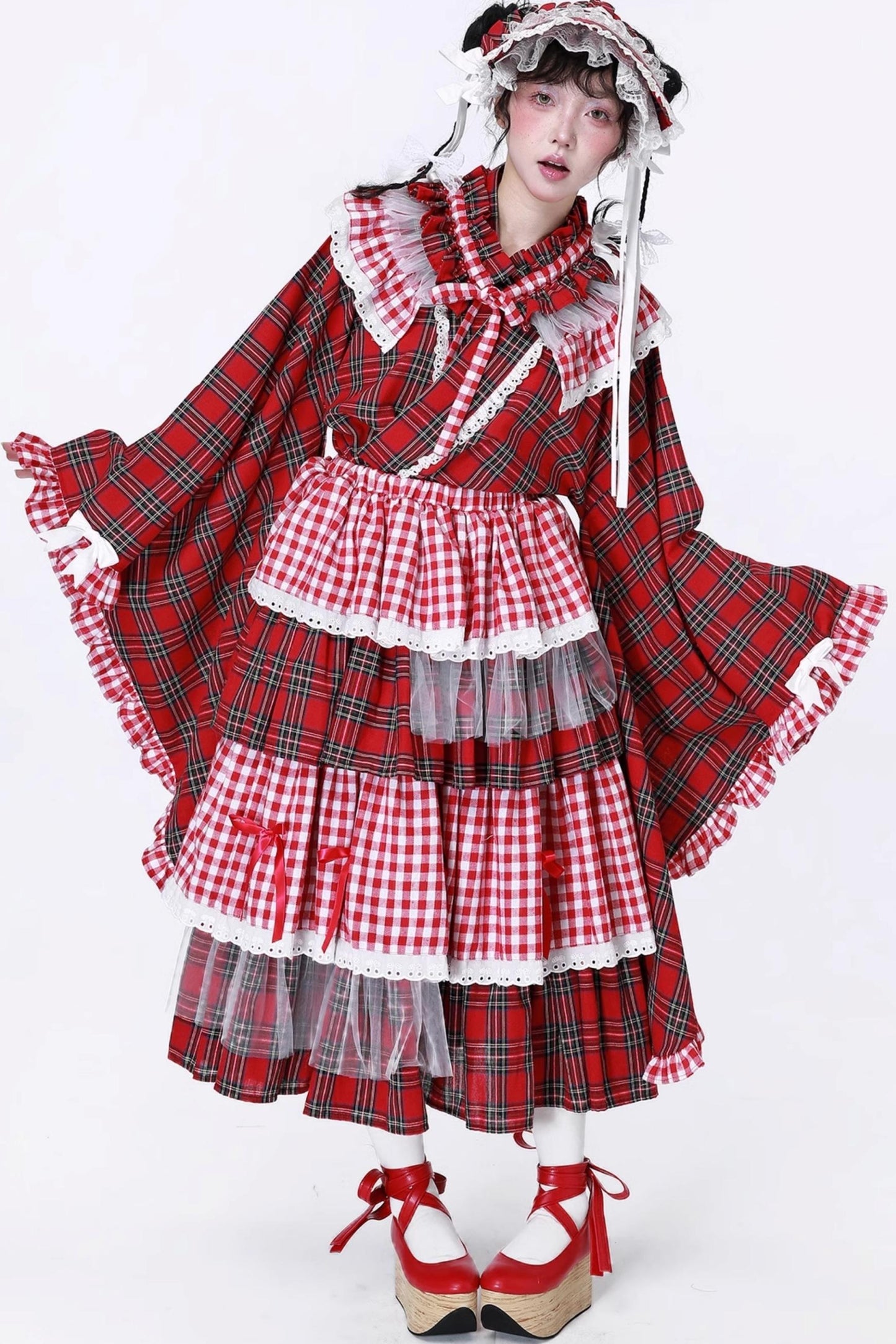 Japanese Lolita Plaid Wrap Skirt