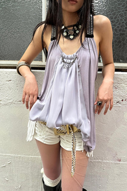 Metal-Studded Swing Tank Top