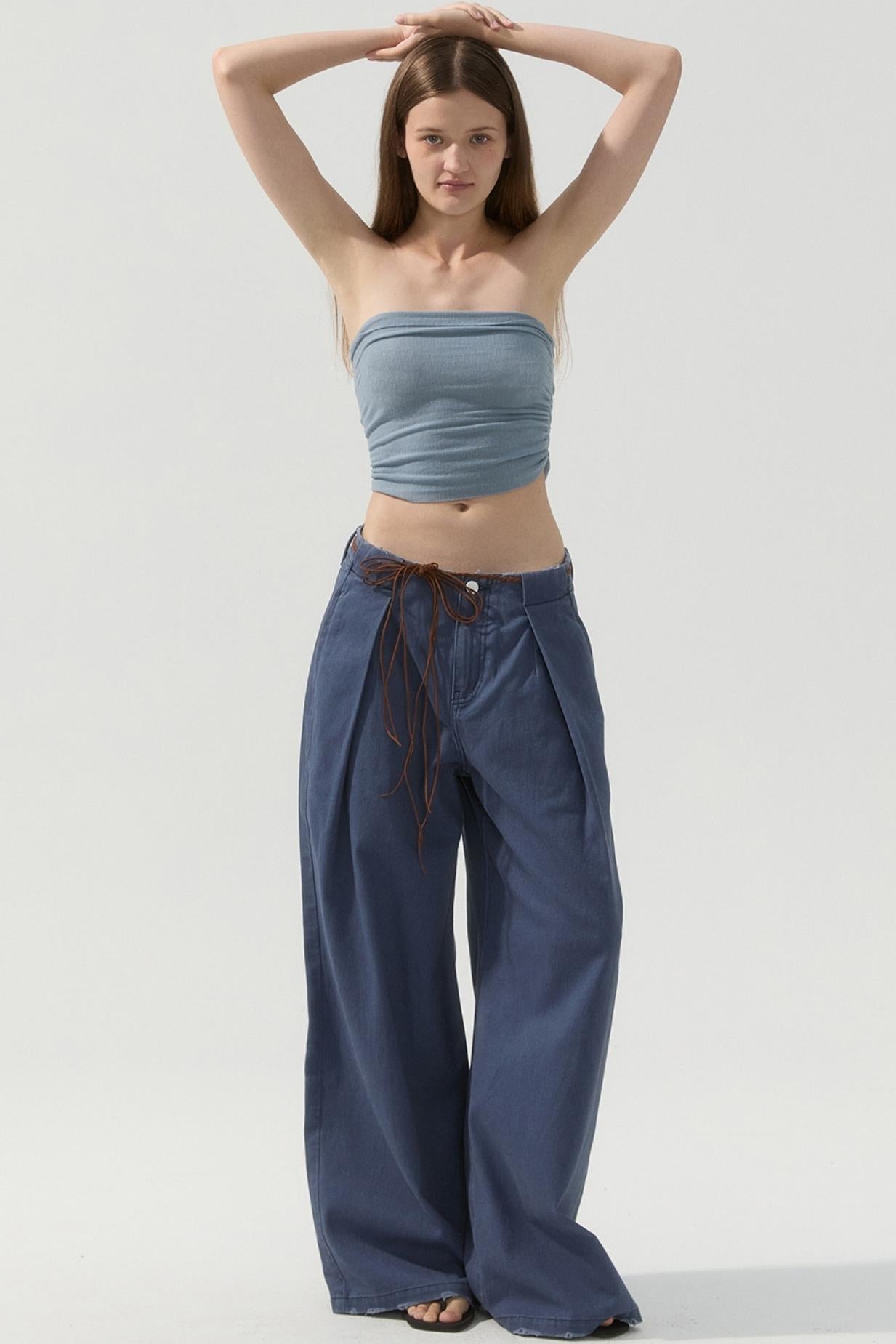 Vintage Blue Wide-Leg Pants