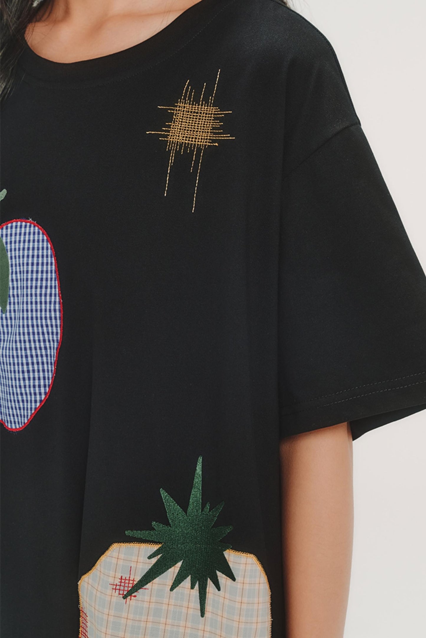 Fruit Check Applique T-Shirt Dress