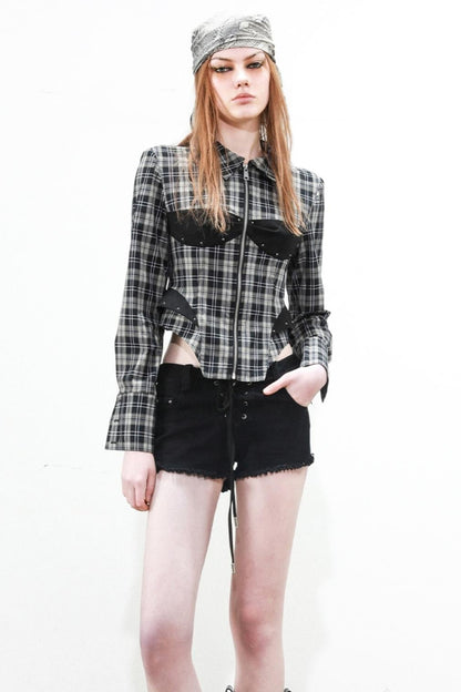 Retro Plaid Deconstructed Shirt