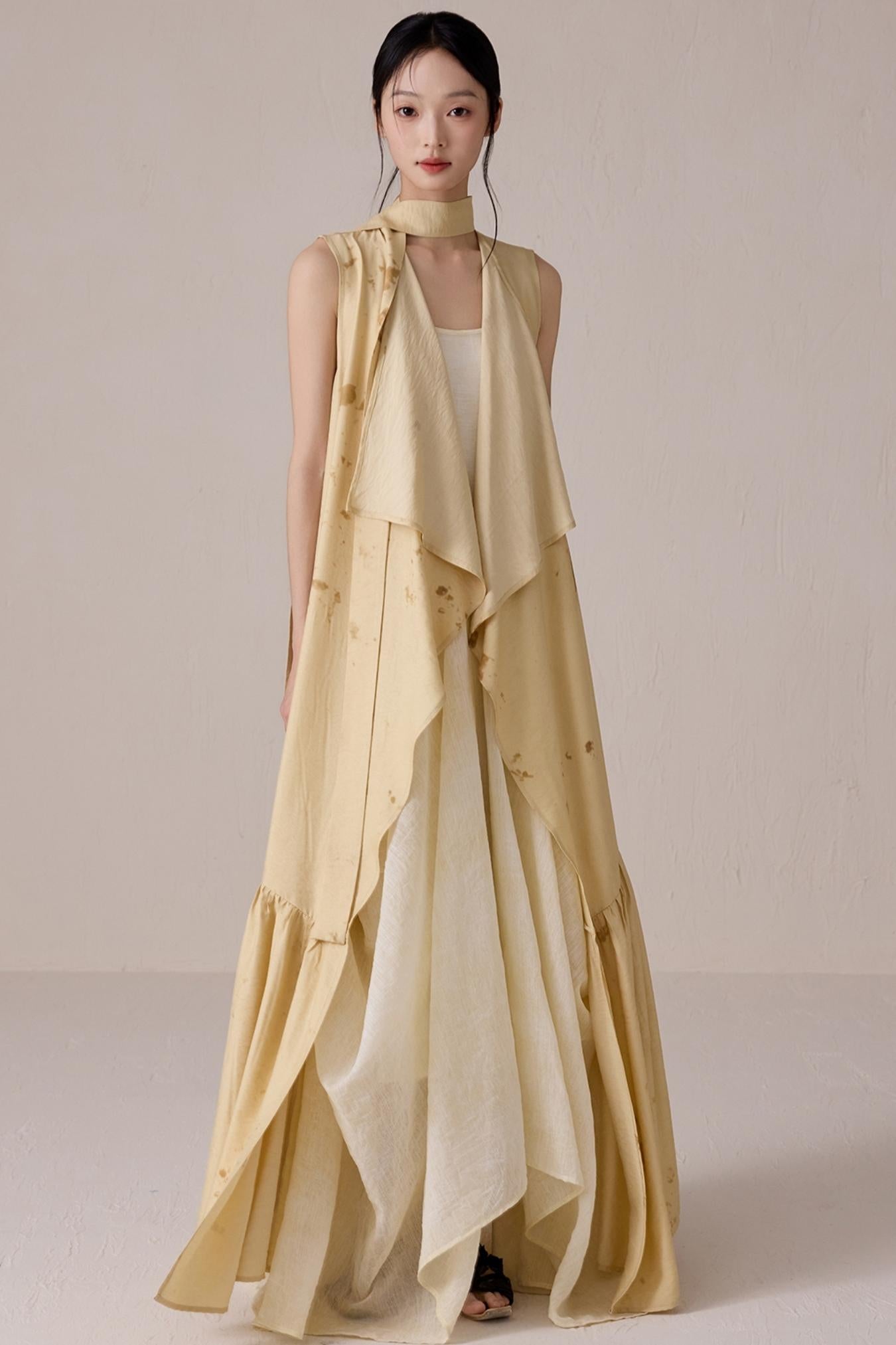 Tea-Dyed Flowing Belted Jacket