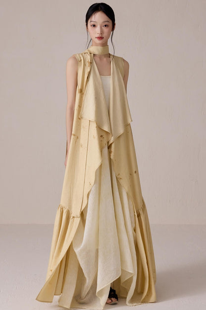 Tea-Dyed Flowing Belted Jacket