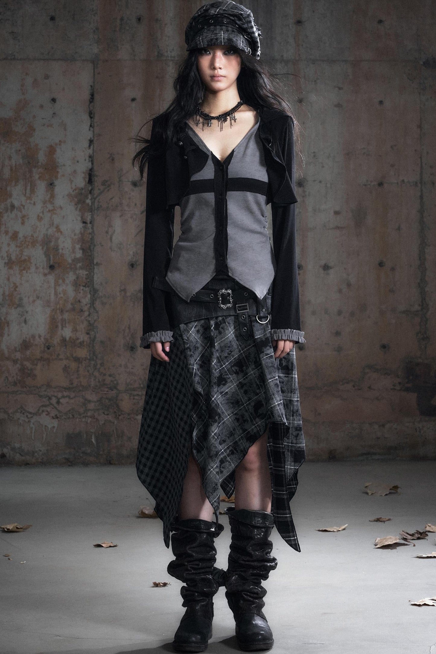 Two-Tone Long Sleeve Hooded Top