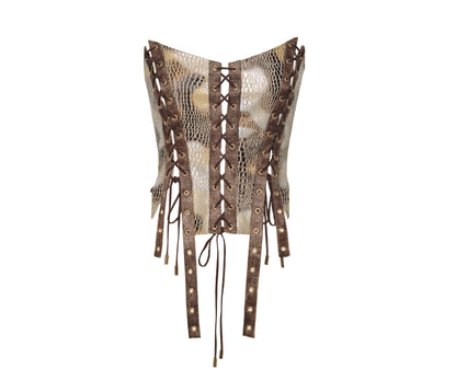 Gilded Snake Cutout Corset Blouse