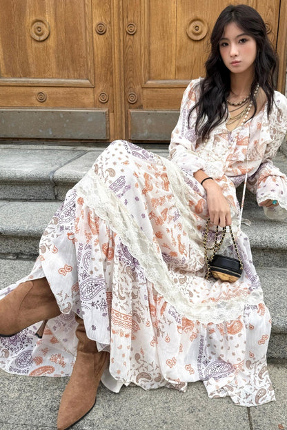 Cashew Flower Vintage Lace Dress Set-Up