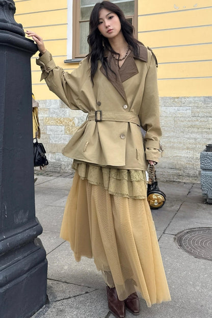 Vintage Irregular Mesh Cake Skirt