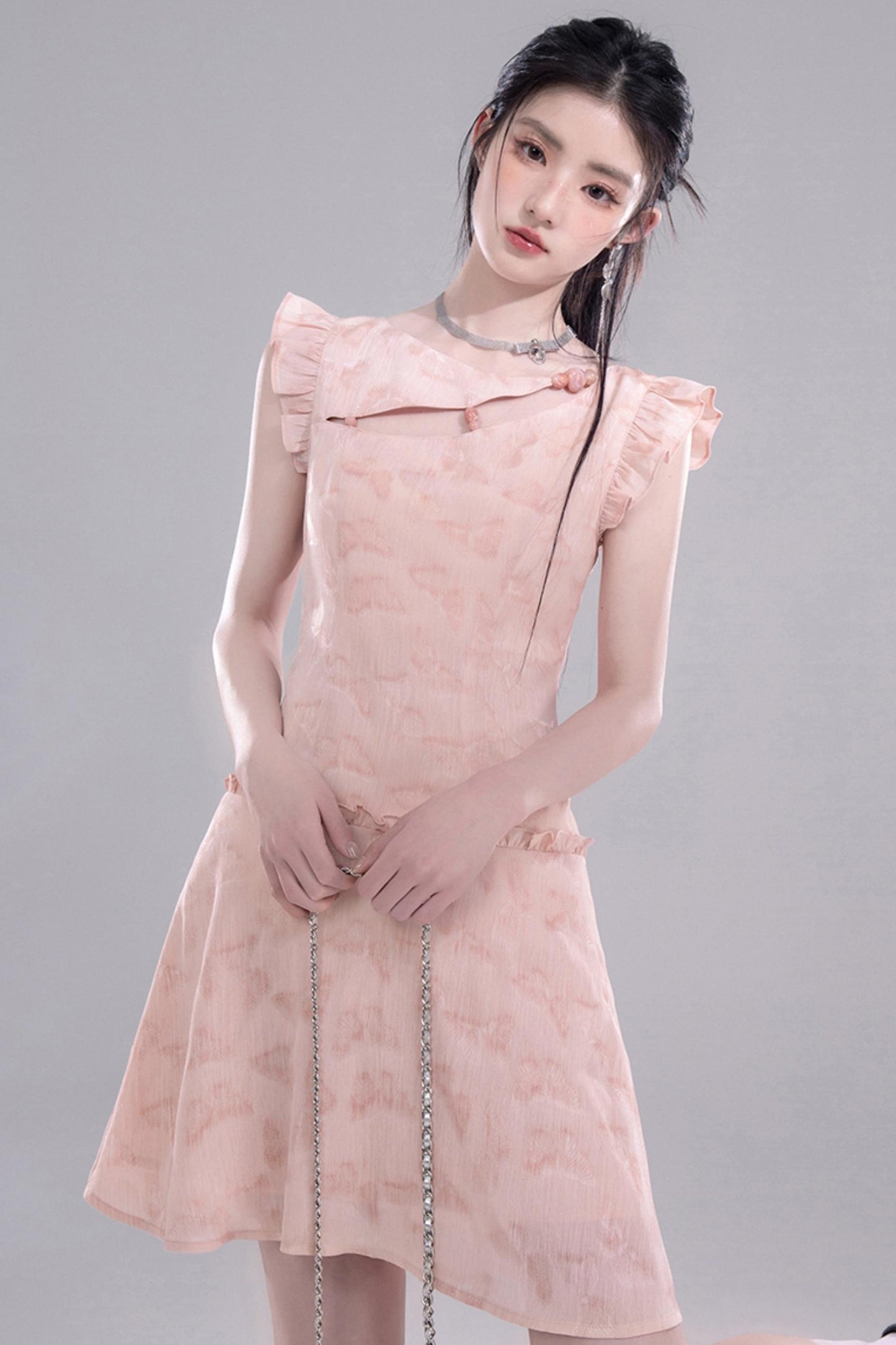 Floral Pink A-Line Dress