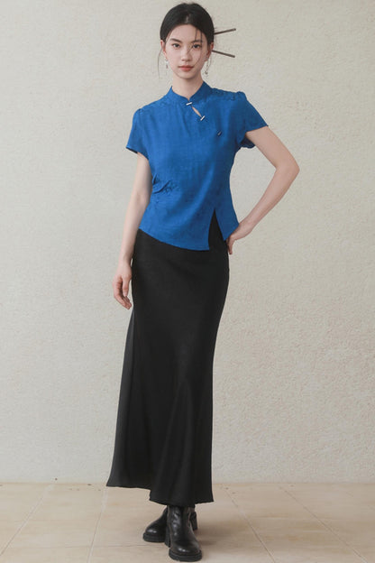 Klein Blue Chinese Shirt