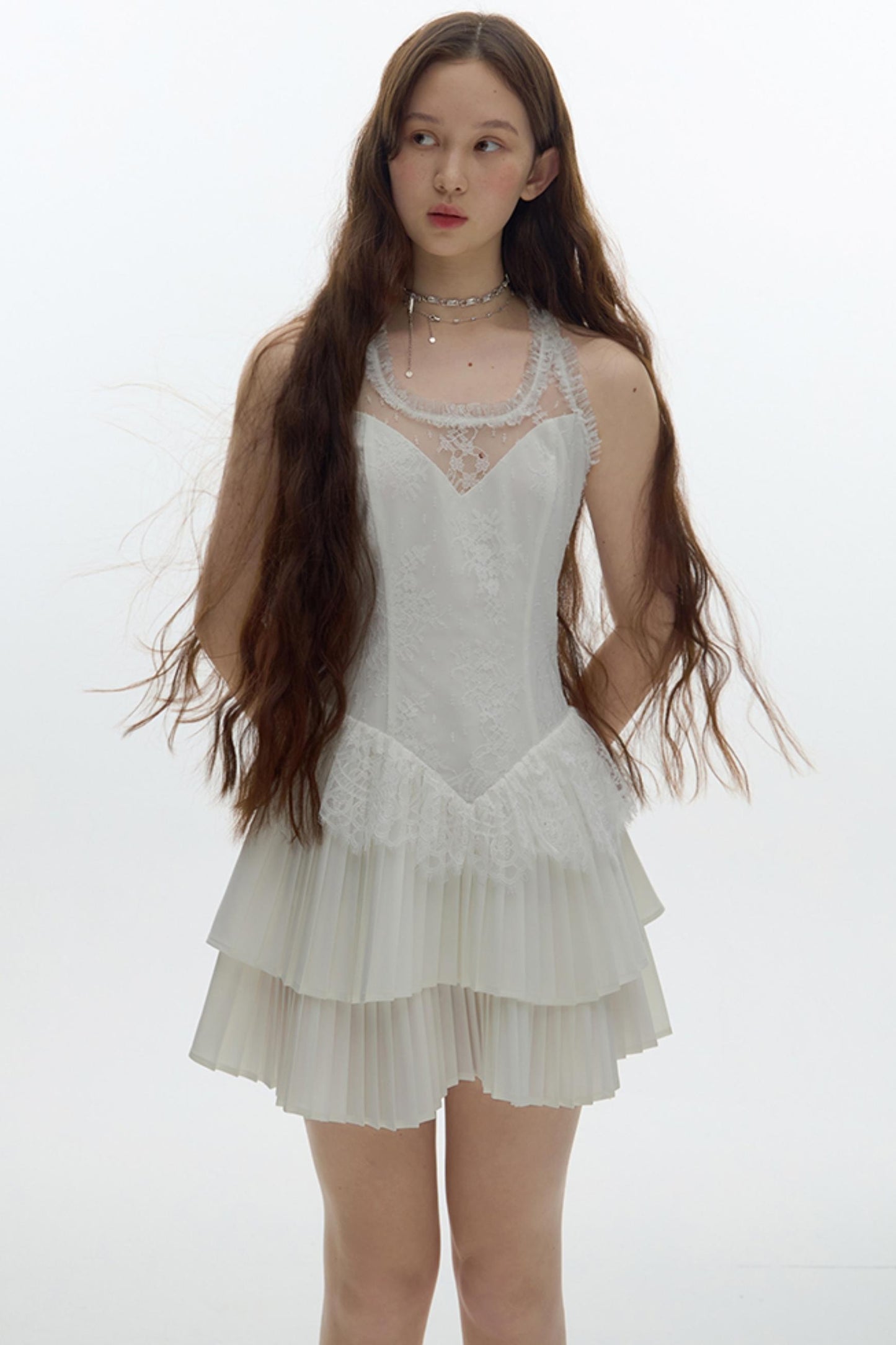 Pleated Bridal Gown Dress