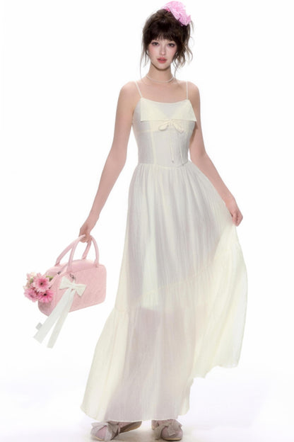 Chic Tencel White Long Dress