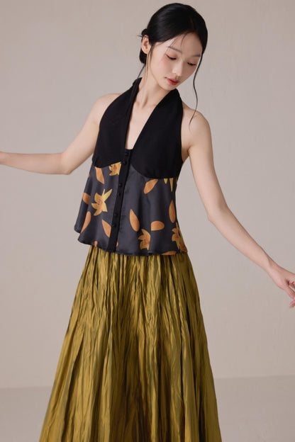 Moonlight Colorblock Backless Neck Vest