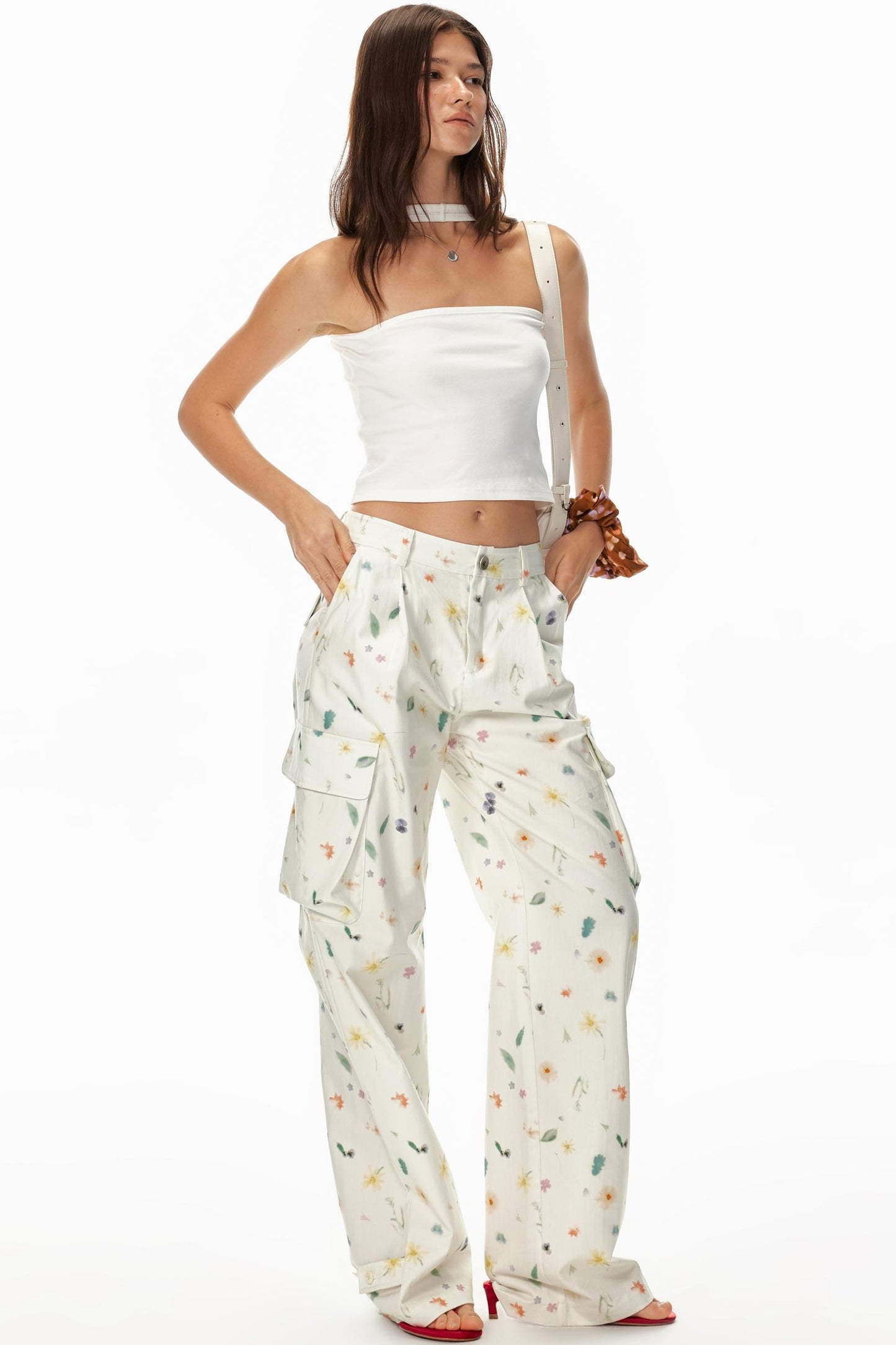 3D Floral Wide-Leg Pants