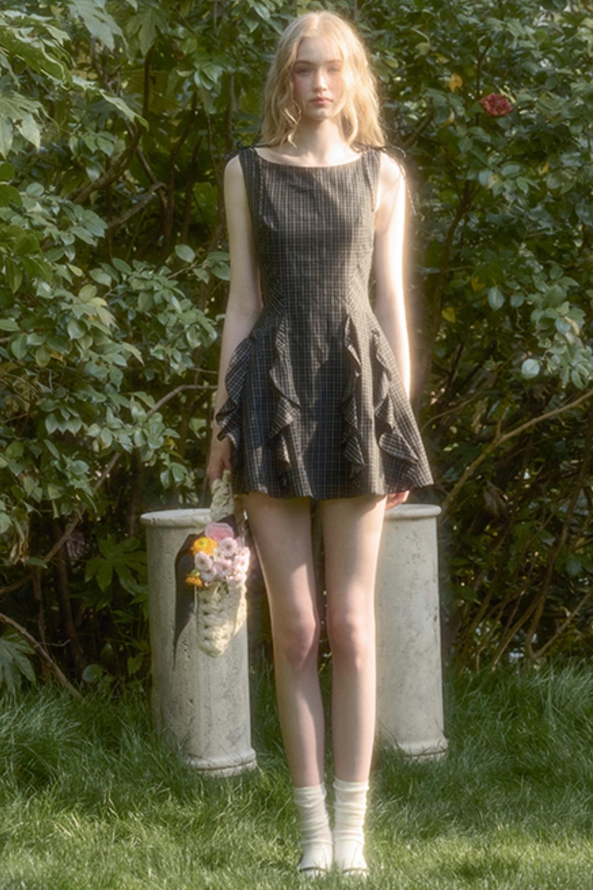 Cotton Lace Plaid Dress