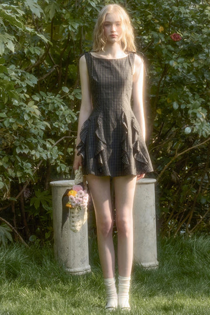 Cotton Lace Plaid Dress