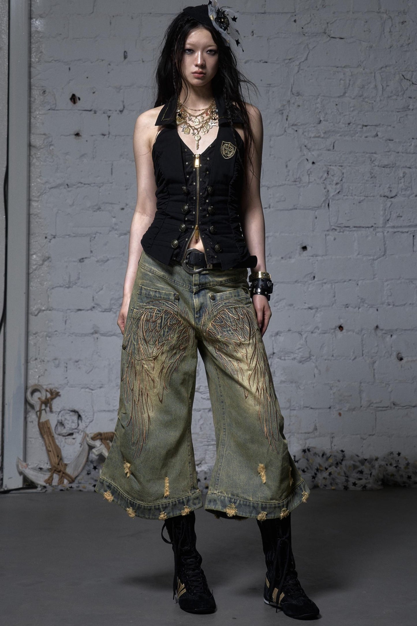 Winged Denim Trousers