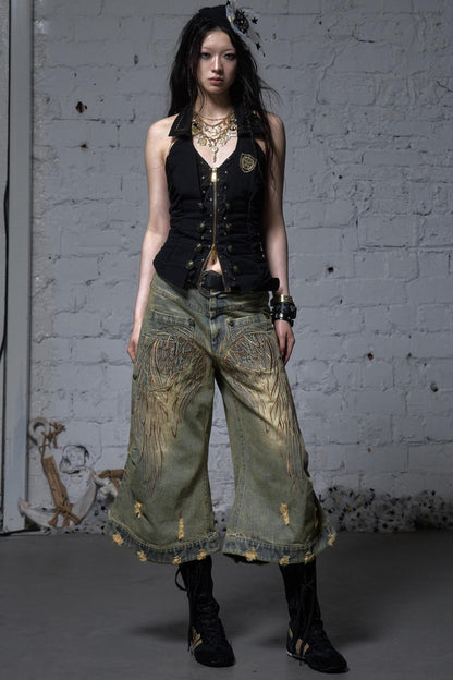 Winged Denim Trousers