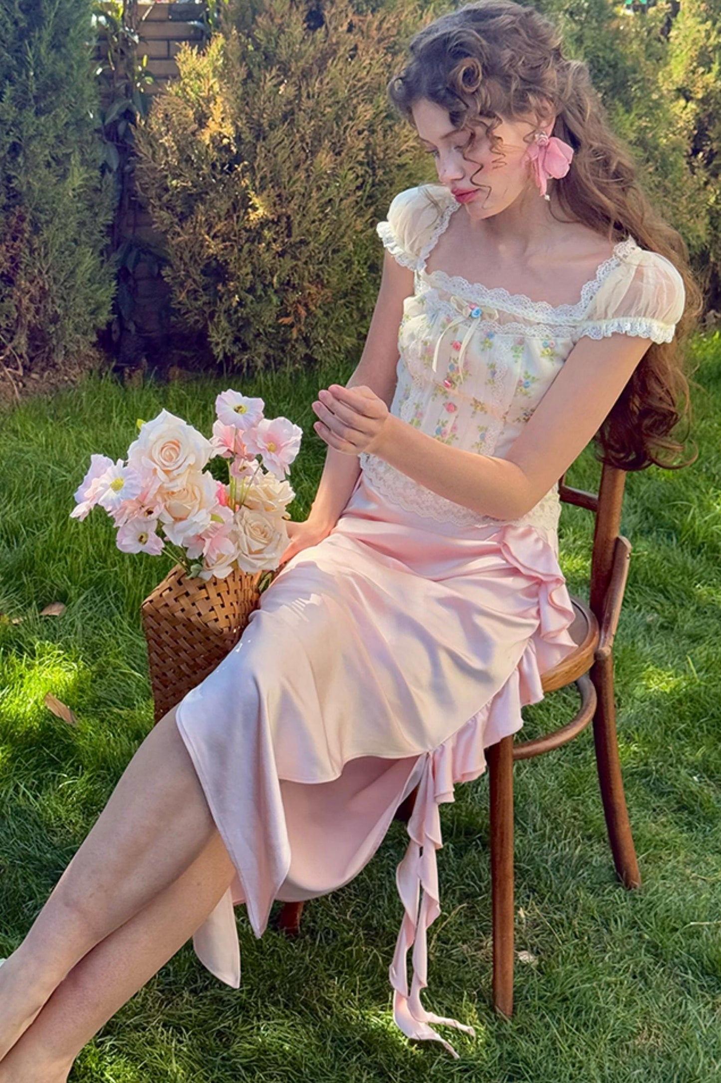 Floral Bubble Sleeve Top