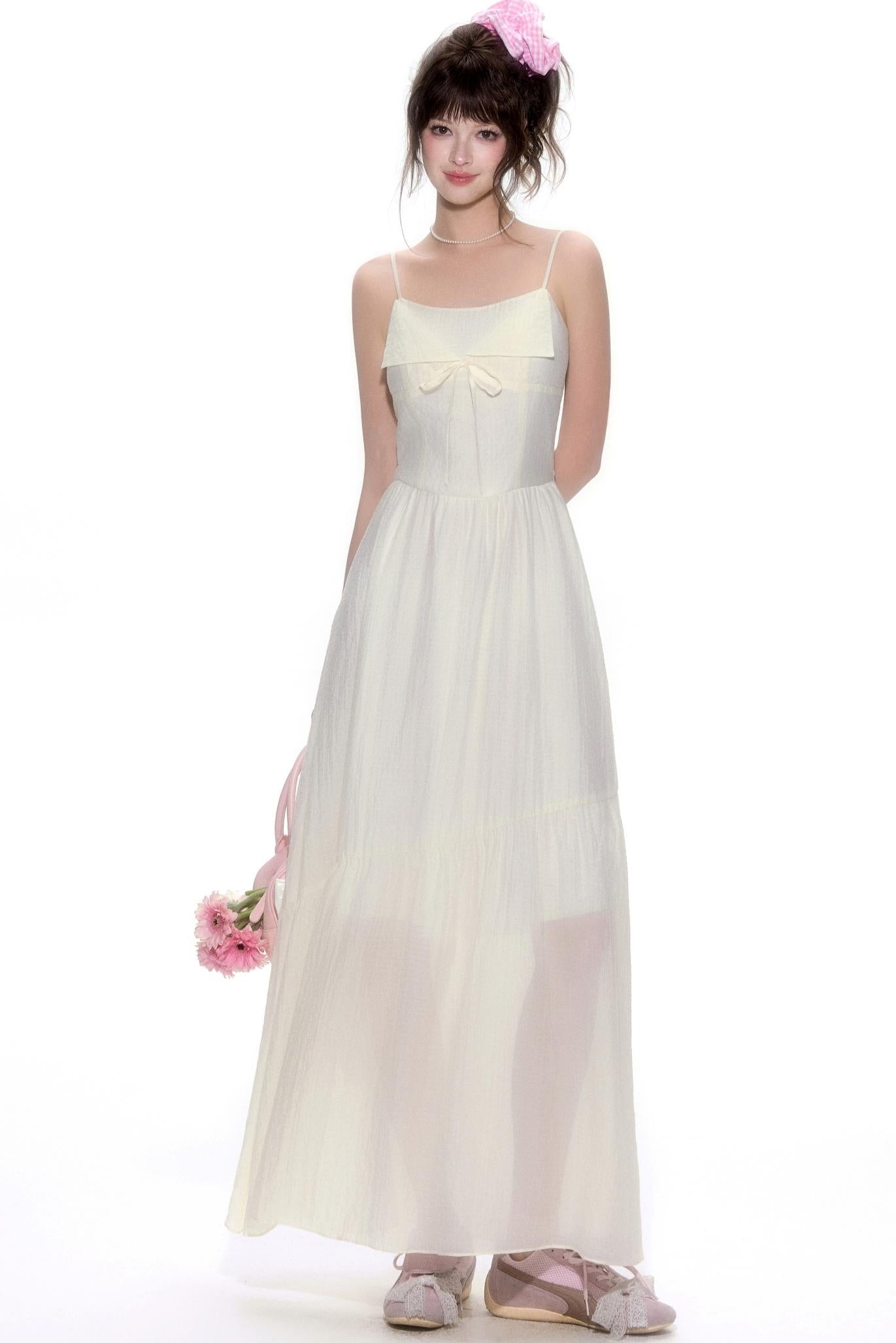 Chic Tencel White Long Dress