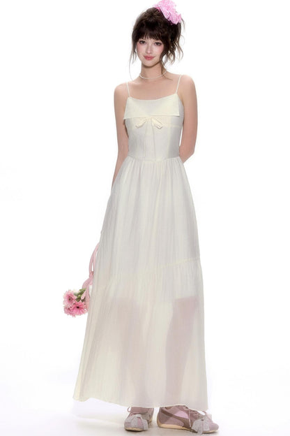 Chic Tencel White Long Dress