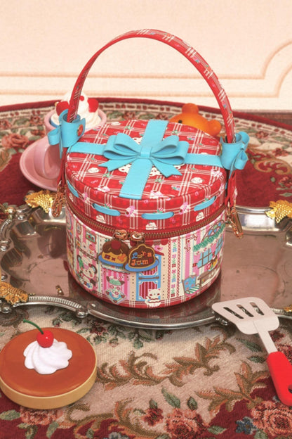 Red Check Bow Basket Bag