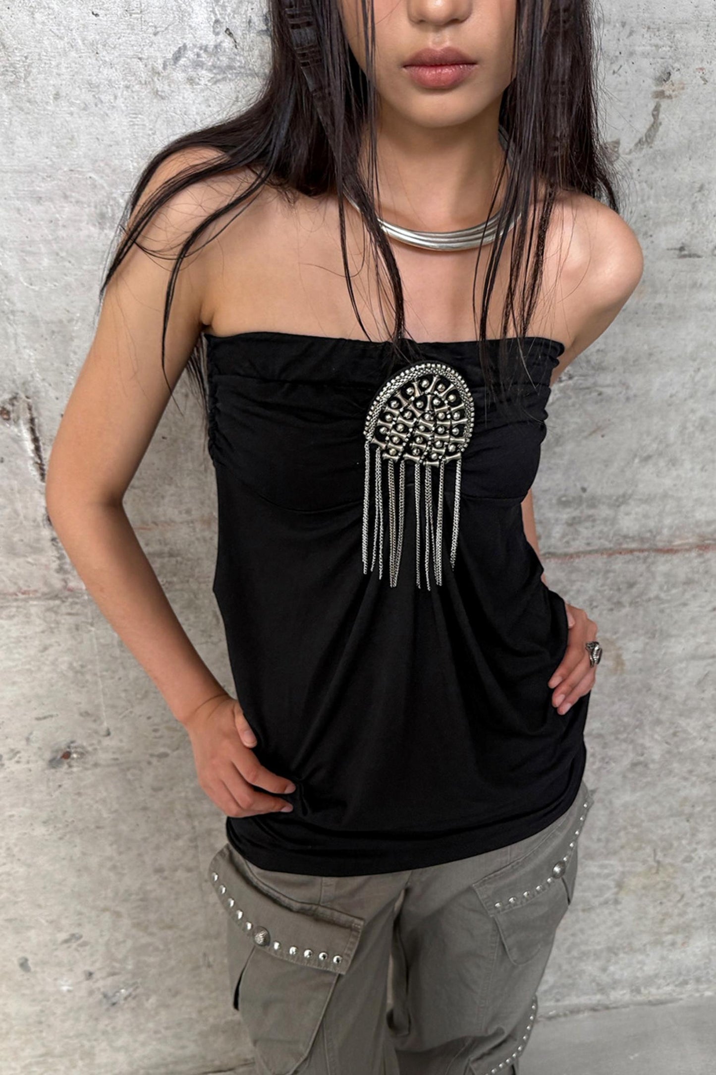 Metal Button Corset Tank