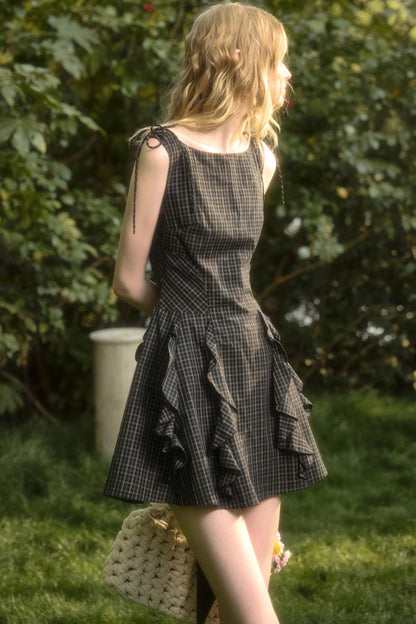 Cotton Lace Plaid Dress