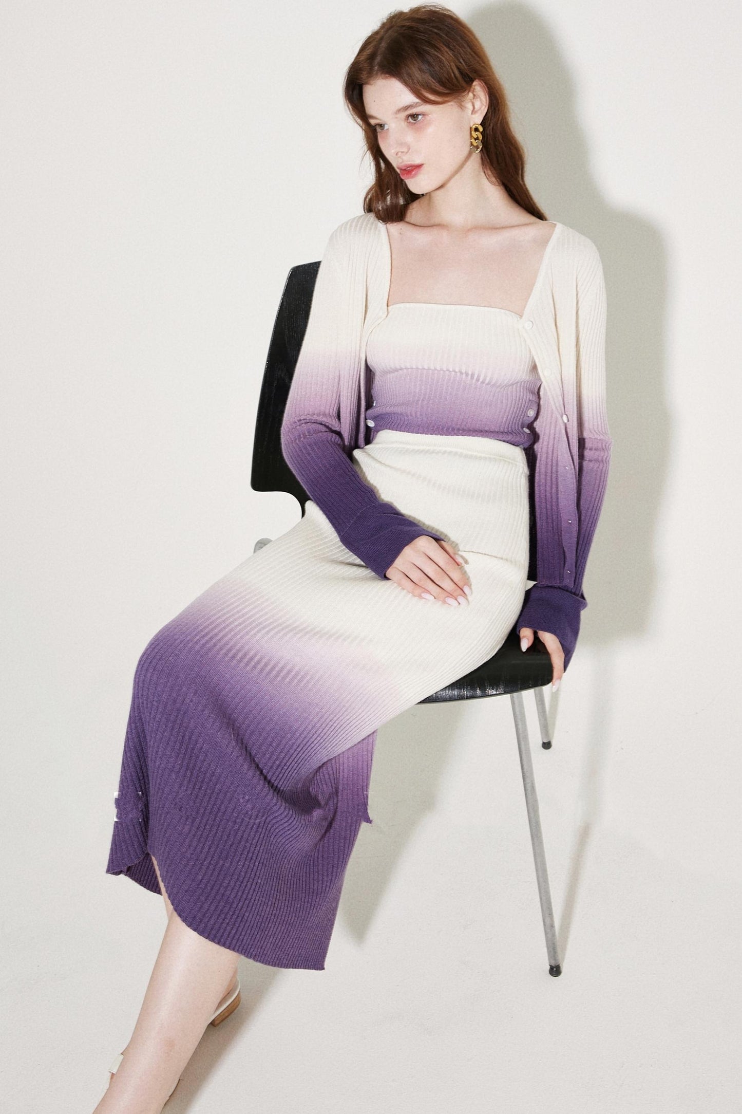 Chic Wool Knit Cardigan Skirt Set-Up