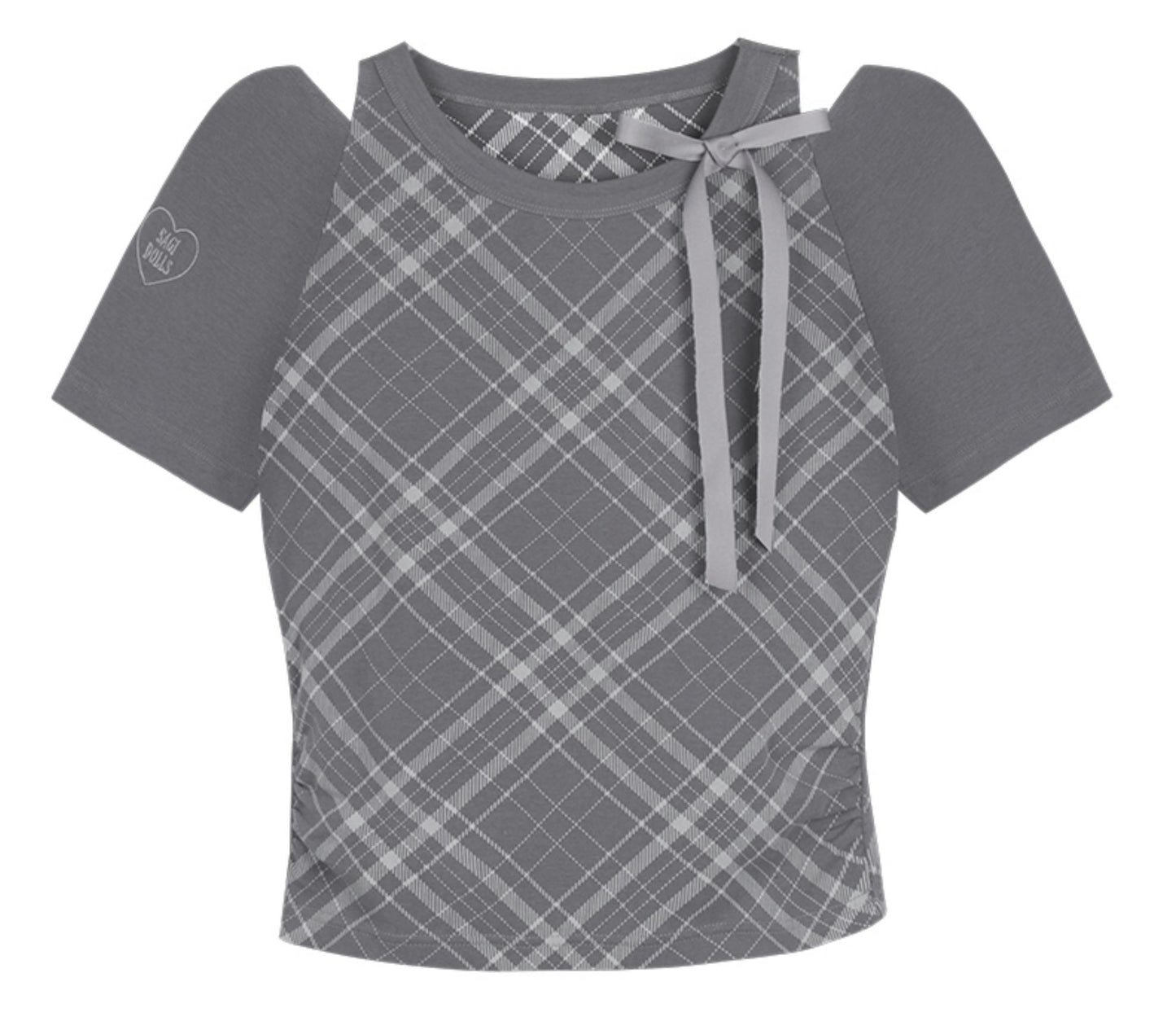 Missy Gray Check Peplum Tee
