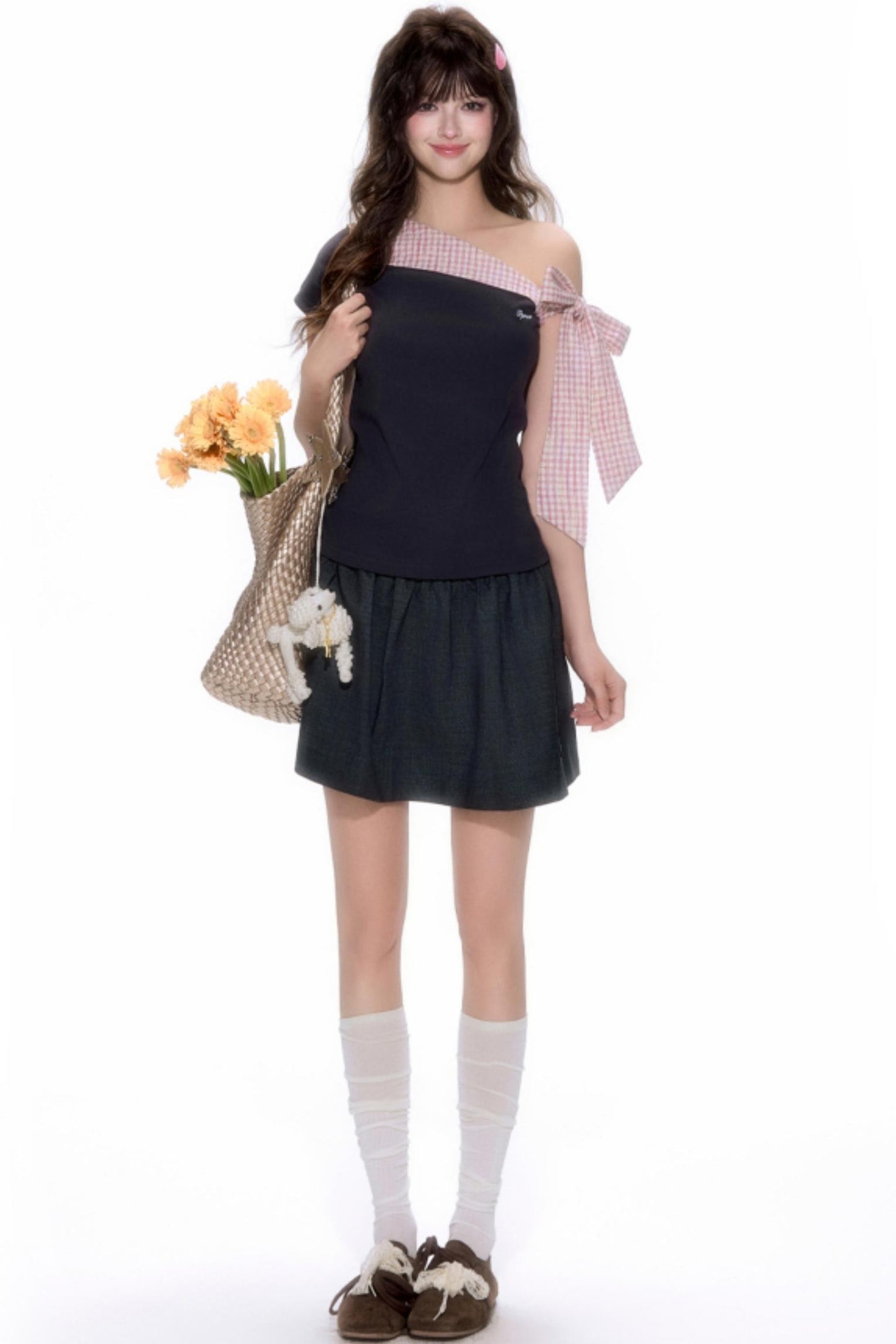 Chic Plaid Asymmetrical Top