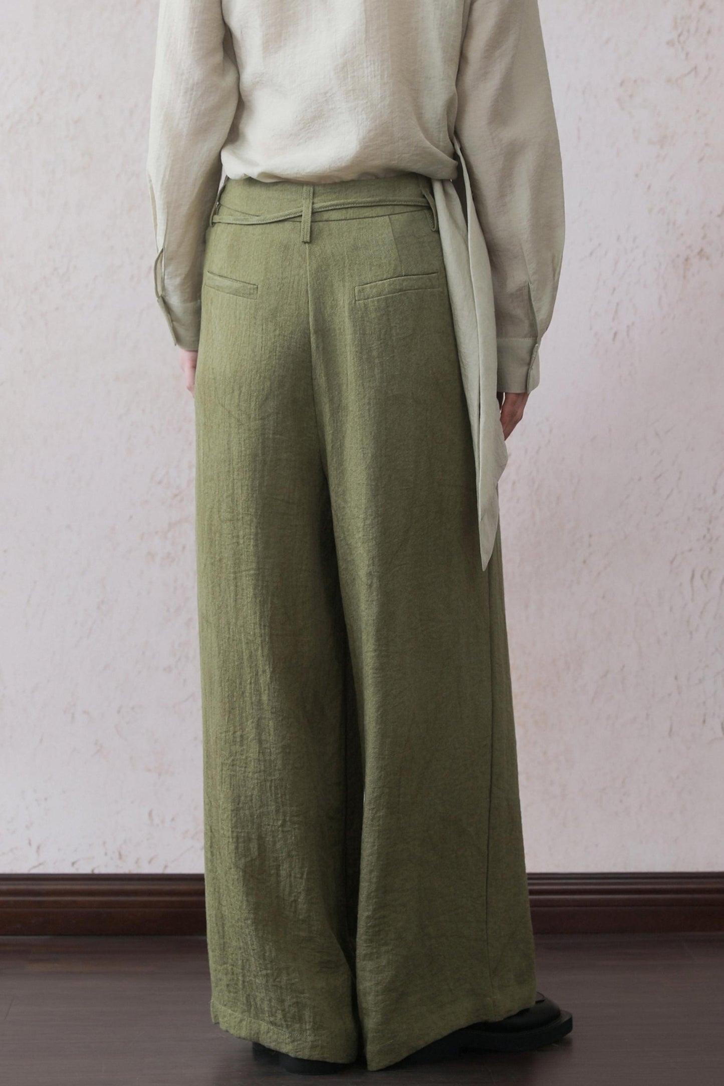 Tea Green Wide-Leg Pants