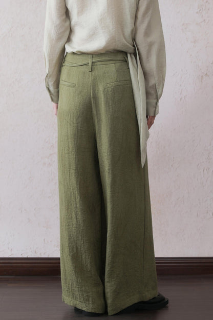 Tea Green Wide-Leg Pants