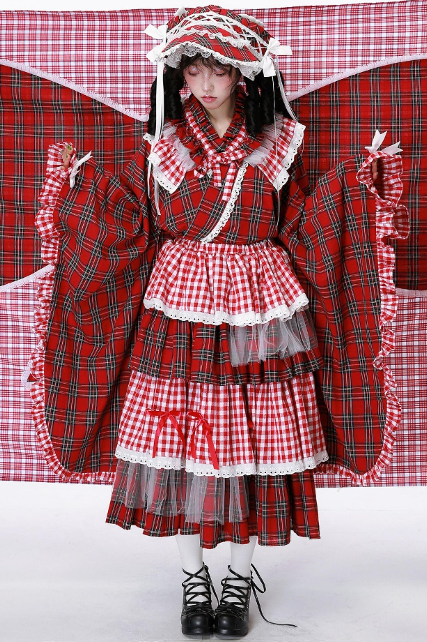 Japanese Lolita Plaid Wrap Skirt