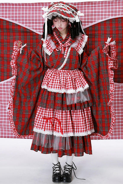 Japanese Lolita Plaid Wrap Skirt