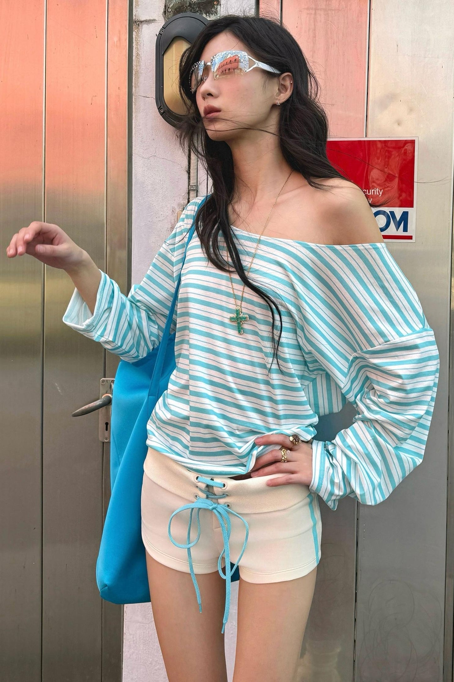 Striped V-Neck Vacation T-Shirt