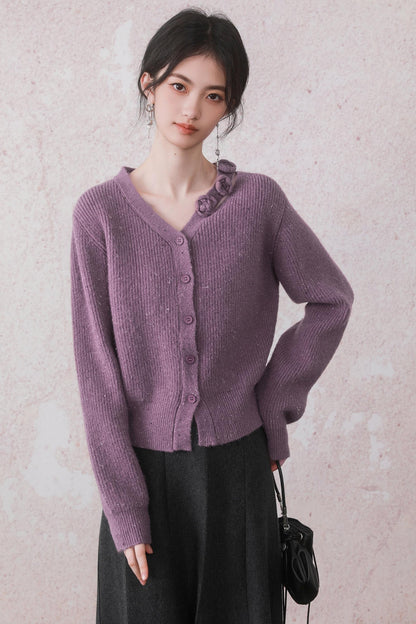 Lavender Carmine Crochet Sweater