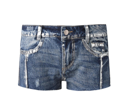 Handmade Denim Embroidery Shorts