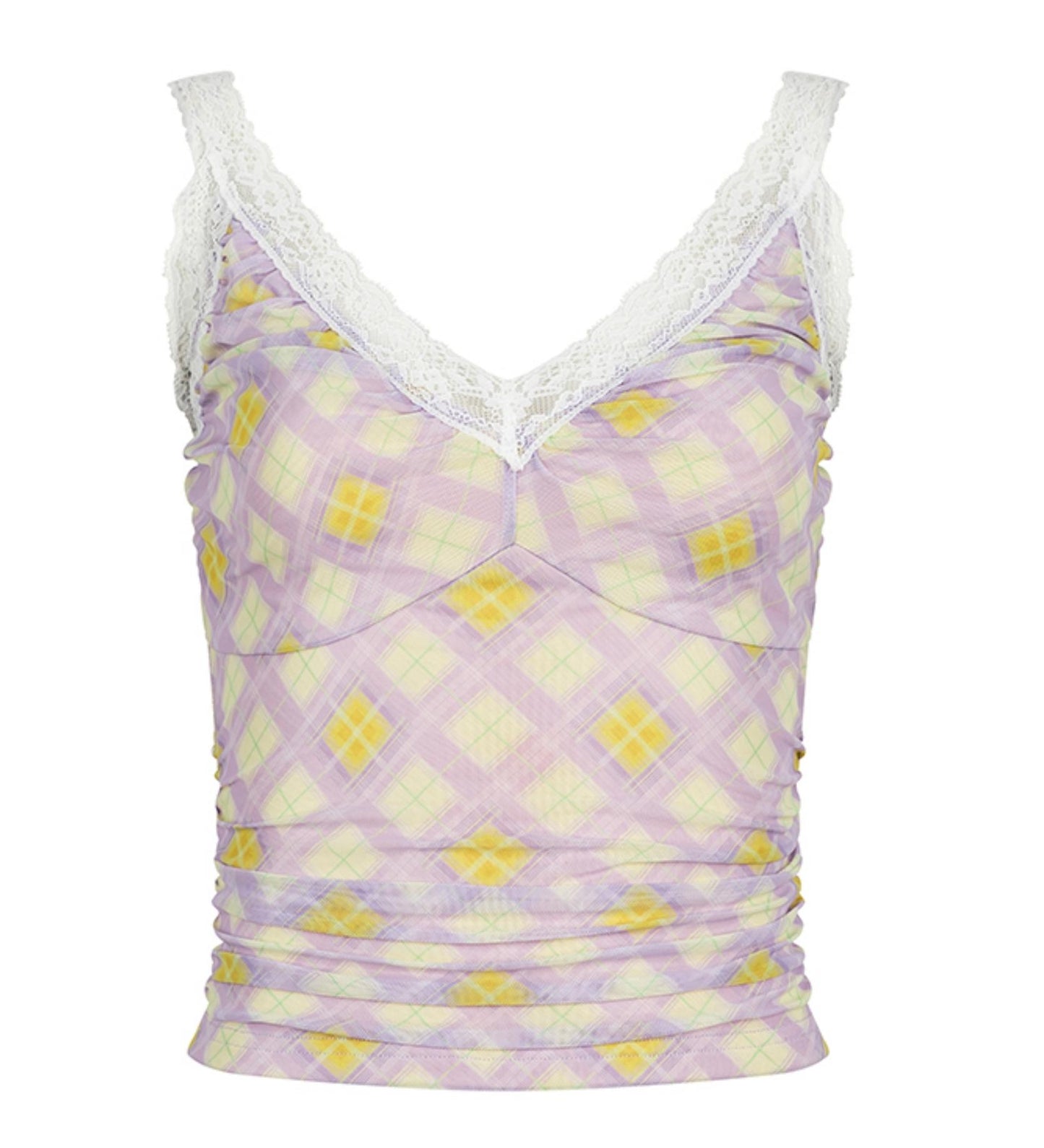 Tuck Mesh Lace Stitch Camisole