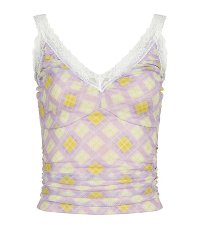 Tuck Mesh Lace Stitch Camisole