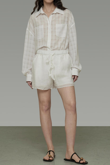 Tie-Waist Linen Shorts