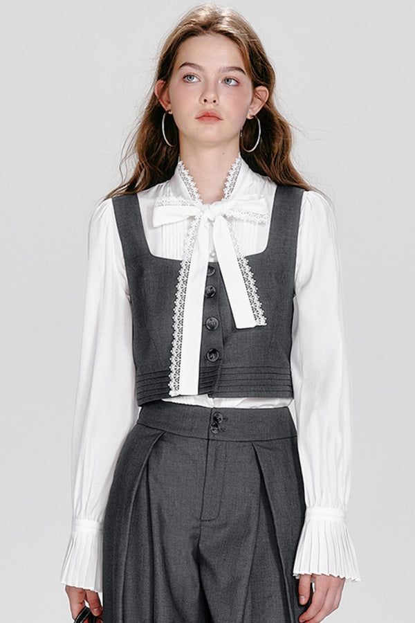 Vintage Square Collar Vest Set-Up